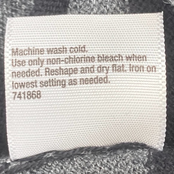 a.n.a Faux Wrap Surplice Black & Gray Striped 3/4 Sleeve Sweater Dress - Picture 7 of 9